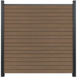 GroJa Solid Rhombus BPC-steekzaun schutting Teak co-geëxtrudeerd zichtscherm ruitpatroonhek Bouwsysteem uit 6 vullingen, afstandsstuk-set en afwerkingsprofiel, 180x180x1,9 cm
