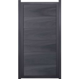 GroJa Viento schutting verticaal steengrijs cogeëxtrudeerd met aluminiumraamwerk Antraciet DB 703 zichtscherm lamellenomheining BPC-designhek, bijzonder stabiel dankzij aluminiuminlijsting, 90x180x4 cm