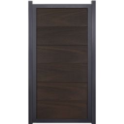 GroJa Viento schutting hoogkantig Walnoot co-geëxtrudeerd met aluminium frame antraciet DB 703 zichtscherm lamellenomheining BPC-designhek, bijzonder stabiel dankzij aluminium frame, 90x180x4 cm