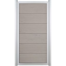 GroJa Viento schutting Hochkant Bi-Color zand met aluminium frame EV1 zilver zichtscherm lamellenomheining BPC-designhek, bijzonder stabiel dankzij aluminiummocador, 90x180x4 cm