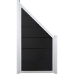 GroJa Viento Schutting Aansluiting Antracietgrijs met aluminium-frame zilver EV1 Zichtscherm Lamellenomheining BPC-designhek, bijzonder stabiel dankzij aluminium frame, 90x180/90x4 cm