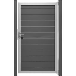 GroJa Losse poort Lumino Aluminium steekzaun Antraciet Hoogwaardige materialen en edel uiterlijk, alu-frame en alu-lamellen, poedergecoat, 100x180x4 cm