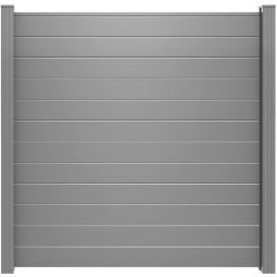 GroJa Lumino Aluminium steekzaun-element schutting zilvergrijs zichtscherm steekzaun lamellenomheining Bouwsysteem uit 12 vullingen, inclusief afstandsstukkenset, borsteldichtingen en afwerkingsprofiel
