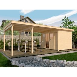 weka Loungehouse 225 A/B tuinhuis met overdekte vlonder verschillende maten