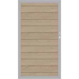 TraumGarten schutting WPC CLASSIC tuinpoort Zand/Zilver Aluminium-frame 66x40 mm, WPC-Classic-profielen, 98x180 cm, twee zijden zichtbaar, DIN rechts of links, incl. beslag-set