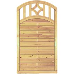 T&J Schutting Antiekschutting met Decoratief Roosterboog Privacy Lamellenomheining Antiek hek met decoratief gitterwerk met ronde boog van geïmpregneerde spar/fijnspar met gefrezde latten, roestvrijstalen schroeven en elegante ronde boog