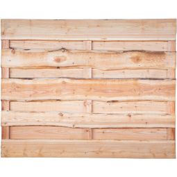 T&J Schutting LOLLAND Zichtscherm Planken omheining Schutting LOLLAND 180x150 cm uit ruw gezaagde Larikswood, 20 mm dik, met bast- en schorsresten en stabiele roestvrijstalen bevestiging