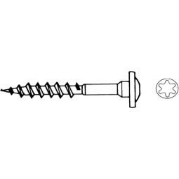 T&J Schroeven voor vloerafvoerhulzen Schroeven 7x50 mm uit gecoat staal voor 9x9 bodemhulzen en paaldraagers, 4 stuks per blister – weerbestendig en stabiel