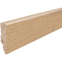 HARO Cube pastelcrèmekleurige steekplint Plinten Massief houten lat in 16x58 mm, moderne structuur, duidelijke lijnen, veelzijdig en robuust