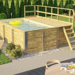 weka Massivholzpool 595 zwembad inclusief folie blauw/mozaïek verschillende uitvoeringen