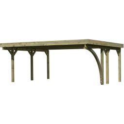 Karibu dubbelcarport Classic met ronde boog onderstand verschillende maten, onder druk geïmpregneerd, paalsterkte 90x90mm