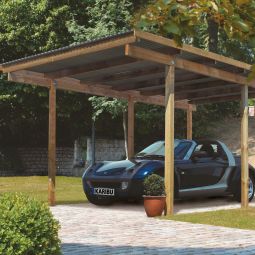 Karibu Enkele carport ECO onderdak Verschillende afmetingen, keteldruk-geïmpregneerd, paaldikte 90x90 mm