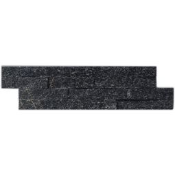 Wellker wandverblendstenen natuursteen kwartsiet zwart formaat Z 40x10 cm strookstenen Voor wandafwerking geschikt