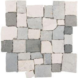 Wellker natuursteenmozaïek Multiformat Marmer Ilo Creme Grey Black 30x30 cm mozaïektegels Voor binnengebruik geschikt, netlijming