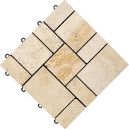 florco Kliktegel Steen Travertijn klein 30x30x2,8cm, combineerbaar kliktegelsysteem met echte steenoppervlak