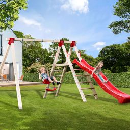 weka Tabaluga avonturenswing dubbele schommel met glijbaan optimale stabiliteit
