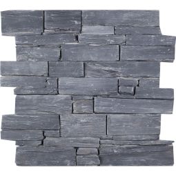 Wellker wandverblender natuursteen op cement zwart 55x20x3-4cm strook Voor wandafwerking geschikt