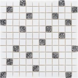 Wellker Kombimozaïek Natuursteen Metaal Arequipa Silver 30x30 cm mozaïektegels 8 mm Voor binnengebruik en vochtige ruimten geschikt