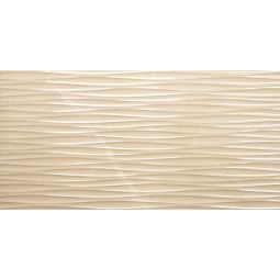 Wellker wandtegel Yoro Crema Waves geglazuurd glanzend geslepen 30x60 cm dikte 10 mm Ideaal voor keuken, badkamer en andere vochtige ruimten