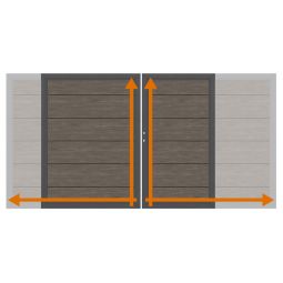 TraumGarten Dubbele poort op maat schutting SYSTEEM ALU XL Vintage Oak Stabiel roestvrijstalen frame met aluminium-taatlijst, op maat gemaakt, weerbestendig, onderhoudsvrij, incl. beslag en insteekslot