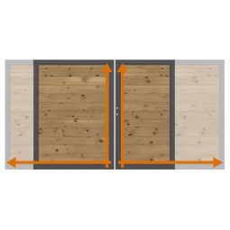 TraumGarten Dubbele poort op maat schutting SYSTEEM THERMO-HOUT MASSIEF Thermisch behandeld hout met aluminium frame, vormvast, weerbestendig en onderhoudsvriendelijk, breedte tot 360 cm, hoogte tot 180 cm