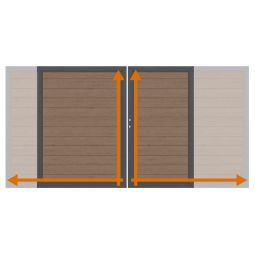 TraumGarten Dubbelpoort op maat Schutting WPC CLASSIC Amandel Roestvrijstaal-aluminium-dubbelkozijn met klassieke houtcomposiet-vulling, op maat gemaakt, weerbestendig, incl. slot, beslag, bodeminzetter, ophemelbeveiliging, opvangsteun
