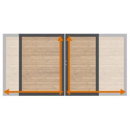 TraumGarten Dubbele poort op maat schutting WPC CLASSIC zand Roestvrijstaal-aluminium-dubbel frame met klassieke houtcomposiet-vulling, op maat gemaakt, weerbestendig, incl. slot, beslag, bodenschuiver, ophemelbeveiliging, oploop-steun