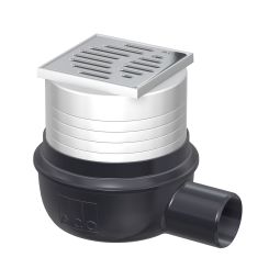 ACO Badafvoer 100x100mm Easyflow ondiepe vloerafvoer zijdelings Compleet-set, afvoermiddellijn: DN50