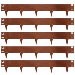 Wellker grasbordersteenen metaal Cortenstaal roest bedrand 15 cm hoog weerbestendig staal met roestpatina, 5 stuks per verpakking
