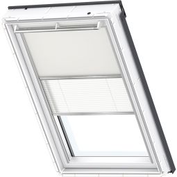 VELUX Verduistering Plus DFD Handmatig Uni Beige/Wit 1085 Verduisteringsrol en inklapbare jaloezie, flexibele wisseling tussen lichtbescherming en zichtbescherming, geschikt voor verschillende VELUX-dakramen