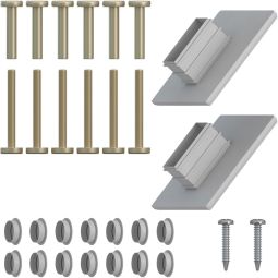 TraumGarten schutting SYSTEM Accessoirestas Klempalen zilver Vervangingsschroeven met schroefhulzen en afdekkapjes voor 1 paal