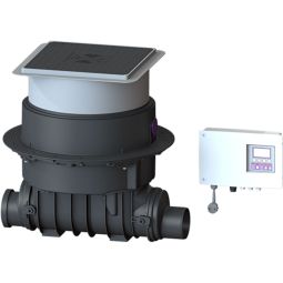 KESSEL Terugstuwpompinstallatie Pumpfix-F-Komfort ondergrondse installatie Compleet-set voor inbouw in de vloerplaat met zwarte afdekking