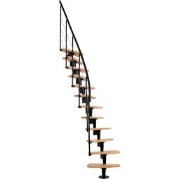 Minka middenboom trap Nizza zwart ruimtespaartrap Gebogen treden, tot geschosshoogte 293 cm
