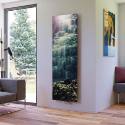 Ximax ruimteverwarmer Design radiator P1 Plan Print Waterval 1 verticaal Elegante designradiator met 50 mm middelaansluiting, glad bedrkte voorkant met waterval motief