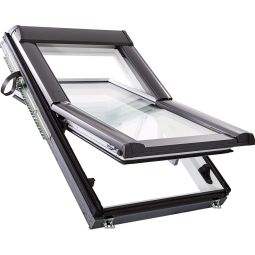 Roto Dakraam Designo RotoTronic R69P H2EF Premium Beglazing Hout Elektro-Funk Raam 3-voudig veiligheidings- en warmte-isolatiebeglazing, geluidsisolatieklas 3, anti-condensbescherming, edelgasvulling, kiepvenster