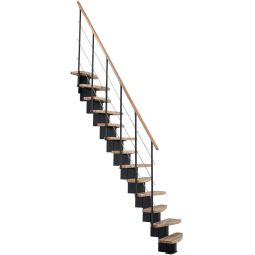 Minka Middenboom trap Quatro zwart Ruimtespaartrap inclusief handgreep uit gelakt echt hout, tot geschooshoogte 298 cm