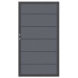 TraumGarten poort schutting SYSTEEM houtcomposiet XL Antraciet/Antraciet Aluminiumraam 66x40 mm, XL-houtcomposiet-profielen, 98x180 cm, DIN links/rechts montabel, onderhoudsarm, incl. beslag set