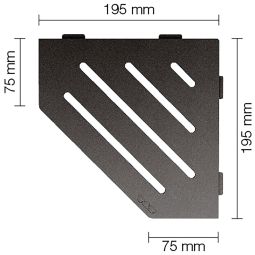 Schlüter-SHELF-E-S2 TSDA WAVE  Alu structuurbeschoten donkerantraciet vijfhoekige opbergplank, 195x195 mm