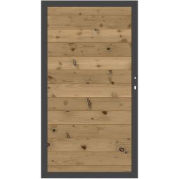 TraumGarten schutting SYSTEM THERMO-HOUT MASSIEF Poort Afmetingen (HxBxD): 180x98x4 cm, Aluminiumprofiel 66x40 mm, Antraciet poedergecoat, DIN rechts/links, inclusief beslag