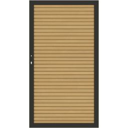 TraumGarten Schutting SYSTEM NEO PLATINUM Poort lork Enkel poort 98x180 cm met aluminium frame & 12 omhulde WPC-profielen – weerbestendig & DIN links/rechts aansluitbaar