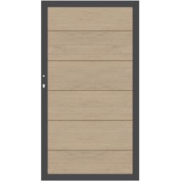TraumGarten poort schutting SYSTEEM WPC XL zand/Antraciet Aluminiumbuis 66x40 mm, XL-houtcomposiet-profiel, 98x180 cm, DIN rechts/links monteerbaar, onderhoudsarm, incl. beslag-set