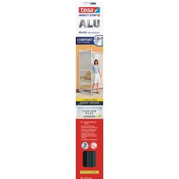 Tesa Vliegenscherm Deur Insect Stop ALU Comfort Insectenwering Stabiel aluminium frame met comfortabele doorsteldoorgang, 100x220 cm, kleur antraciet