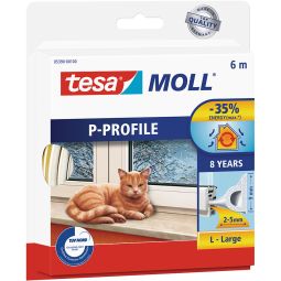 tesamoll raamdichting / deuradichting P-Profiel rubberdichting 9x5,5 mm Wit Lengte 6 m, voor voegen van 2-5 mm