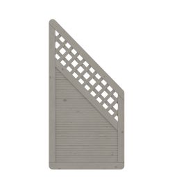 TraumGarten schutting ARZAGO hout aansluiting grijs zichtscherm lamellenomheining Versterkt frame, latten glad geschaafd, 90x179cm op 90cm