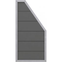 TraumGarten Schutting DESIGN WPC ALU Aansluiting Antraciet/Zilver Zichtscherm Lamellenomheining WPC-aansluitingselement 90x180/90 cm met 20 mm groef-valprofielen & aluminium frame – ideaal voor zijdelingse afsluitingen