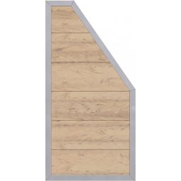 TraumGarten schutting DESIGN WPC ALU aansluiting zand/zilver zichtscherm lamellenomheining WPC-aansluitselement 90x180/90 cm met 20 mm groef-eder-profielen & aluminium frame – ideaal voor zijdelingse afwerkingen
