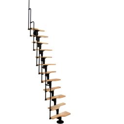 Minka middenboom trap Twister beuk zwart ruimtespaartrap incl. metalen leuning, tot geschoshoogte 294 cm