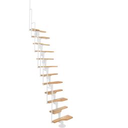 Minka middenboomtrap Twister beuken wit ruimtespaartrap incl. metalen balustrade, tot goeshoogte 294 cm