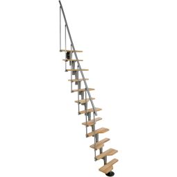 Minka middenboomtrap Vienna beuken grijs ruimtespaartrap Treden uit massief beukenhout, tot geschosshoogte 293 cm