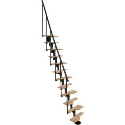 Minka middenboom trap Vienna beuken zwart ruimtespaartrap Treden uit massief beukenhout, tot geschosshoogte 293 cm
